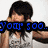 A person with dark hair covers their face with both hands, wearing a white tank top with a graphic design, while pixelated text overlays change across frames.