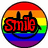 Rainbow-striped circular icon with a black smiley face; one version displays red 'Smile' text over the left eye area.
