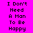 Pixelated text on a bright pink background with yellow highlight boxes cycling through different lines of the phrase "I Don't Need A Man To Be Happy".