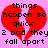 Red broken heart on pink background with black pixelated text reading 'things happen so quick 2 bad they fall apart' in two identical side-by-side views.