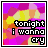 A 4x3 contact sheet of 12 animated frames showing a pixelated text-based icon with the phrase "tonight i wanna cry" over shifting rainbow color palettes.