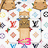 Pixelated icon of a character with brown hair, blue eyes, and pink shorts standing among scattered star-like shapes on white background.