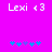 Pixelated text "Lexi <3" appears above blue and purple star-like symbols on a bright pink background.