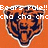 Pixelated orange bear head with dark blue stripes and white outline, repeated across a with overlaid text