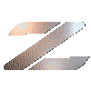 stylized Z and S shapes with metallic gradients transitioning between copper and silver tones