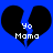 Two identical pixelated black broken hearts on blue background with white text 'Yo Momo' inside each heart.