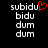 Pixelated text 'subidu' with red heart symbol above 'bidu', repeated in two on black background