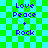 Green and blue checkered background with repeated "Love Peace + Rock" text in pixelated blue font across four identical