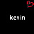 Red pixelated heart symbol above two identical white text labels on black background.