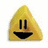 A yellow triangular icon with a black smiley face and two vertical bars for eyes, set against a white background.
