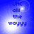 Blue background with pixelated text 'UHC all the wayyy' in four quadrants, each showing a different light effect on the left side.