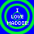 Four identical circular icons with green concentric rings on a blue background, each displaying white text "I LOVE MADDIE!" in pixelated font.