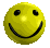 Animated contact sheet of yellow smiley face icon frames showing deformation and rotation across 25 sampled frames on gray background