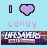 Pixelated icon with light blue background, purple heart symbol, and 'candy' text above four candy bar images.