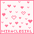Six display pixelated pink hearts and 'MIRACLEGIRL' text on white backgrounds with pink borders