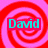 A four- displays a red and pink spiral background with cyan text reading "David Is Da Bomb"