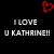 Black background with pixelated white text reading 'I LOVE U KATHRINE!!' and a red heart symbol in the top-right corner.