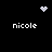 Four identical pixelated 'nicole' text labels arranged in a on black background with three distinct white dot patterns above and below