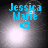 Blue text "Jessica Marie" above a blue heart symbol on a grayscale background with shifting light effects.