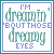 A 5x4 contact sheet of animated frames showing a text-based buddy icon with the phrase 'I'M dreamin' bout those dreamy EYES' in varying opacity and color states.
