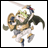 A pixelated 48x48 animated buddy icon featuring a cartoon frog character in mid-action pose with shield and sword, alongside text reading "Anime IM" on black background.