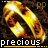Animated contact sheet of a golden ring icon with repeated "precious" text across multiple frames showing subtle motion effects.