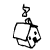 Black and white pixelated icon showing a house outline with a musical note above it, rendered in low-resolution style.