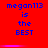 Red background with blue text reading 'megan113 is the BEST' in pixelated font, displayed in a of six identical with horizontal purple lines between