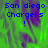 Blue text 'San diego Chargers !' on a green and purple pixelated background with visible motion blur.