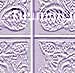 Four static panels display a pixelated grayscale architectural pattern with swirling lines and abstract shapes on a light background.