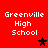 Red background with white text 'Greenville High School' and four star icons in black and dark red.