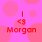 A static image with a pink background featuring overlapping lighter pink circles, red text reading 'Morgan' and '<3', and vertical lines above the text.