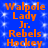 Blue background with white sparkles and orange text reading Walpole Lady Jr. Rebels Hockey repeated in two