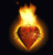 Pixelated icon of a heart-shaped object with glowing flame-like top against dark background, rendered in warm tones with visible dithering and pixelation.