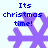 Blue text reads 'Its christmas time!' above four purple snowflakes on a white background, with visible pixelation and animation changes across frames.