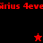 Pixelated red text repeats across a black and dark red background with two star icons, one red above and one black below.