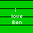 Green background with white text reading 'i love Ben' in two , displayed across three of identical static frames