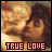 Four- of pixelated anime-style figures with text 'TRUE LOVE' below each , showing subtle pose changes