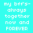 Four identical pixelated text in cyan, green, bright green, and light green backgrounds with white text reading 'my bff's- always together now and FOREVER'