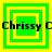 Green and yellow square frames with black text 'Chrissy C' overlaid, showing animation changes in frame composition.