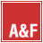 A 3x3 contact sheet of eight animated frames showing a red square icon with white text A&F and pink lip marks in various positions across the frames.