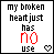 Two side-by-side animated frames of a pixel art buddy icon showing text and heart symbols changing between states.