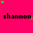 A bright pink background displays four of the name 'shannon' in black text, each containing four instances of the name, with scattered green and pink stars above and around the text