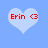 A pixelated heart-shaped icon with red text 'Erin <3' on a light blue background.