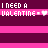 Pixelated text and heart symbols alternate between dark purple and bright pink horizontal stripes in a repeating pattern.