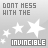 Animated sequence showing white stars and text 'DONT HESS WITH THE INVINCIBLE' with color-coded particle effects changing across frames.