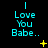 three and three displays cyan text reading "I Love You Babe.." with yellow star-like symbols changing position across frames