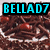 A four- shows a chocolate dessert, strawberries, and a person with text overlays reading BELLAD7, LOVES, and CHOC!