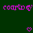 Pixelated pink text and heart shapes on a dark green background, with two identical instances of the text displayed side-by-side.