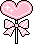 Two pixel-art heart-shaped lollipops with pink and white checkered bows on gray background, showing frame-to-frame animation difference in sparkles.